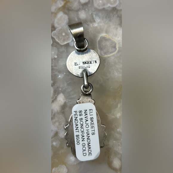 NWT Eli Skeets Sonoran Gold Turquoise and SS Pendant Navajo Handmade - Picture 4 of 13